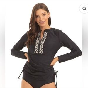 Cabana life Swimsuit Shirt Rashguard Womens Size Small Black